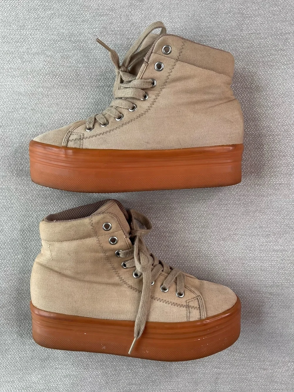 Jeffery Campbell JC Play Khaki Gum Sole Grunge Platform Sneakers Women’s 6